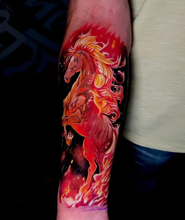Fire Horse — Burak Işık dövme çalışması